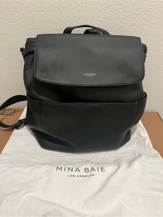 Mina Baie Handbags - Mina Baie Black Leather Diaper Bag